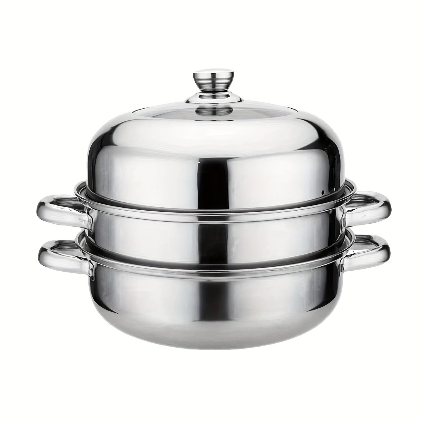 Durable Stackable Stainless Steel Cookware Set with Non-Stick Finish, Bakelite Handles, Visible Glass Lid, and Multiple Layers