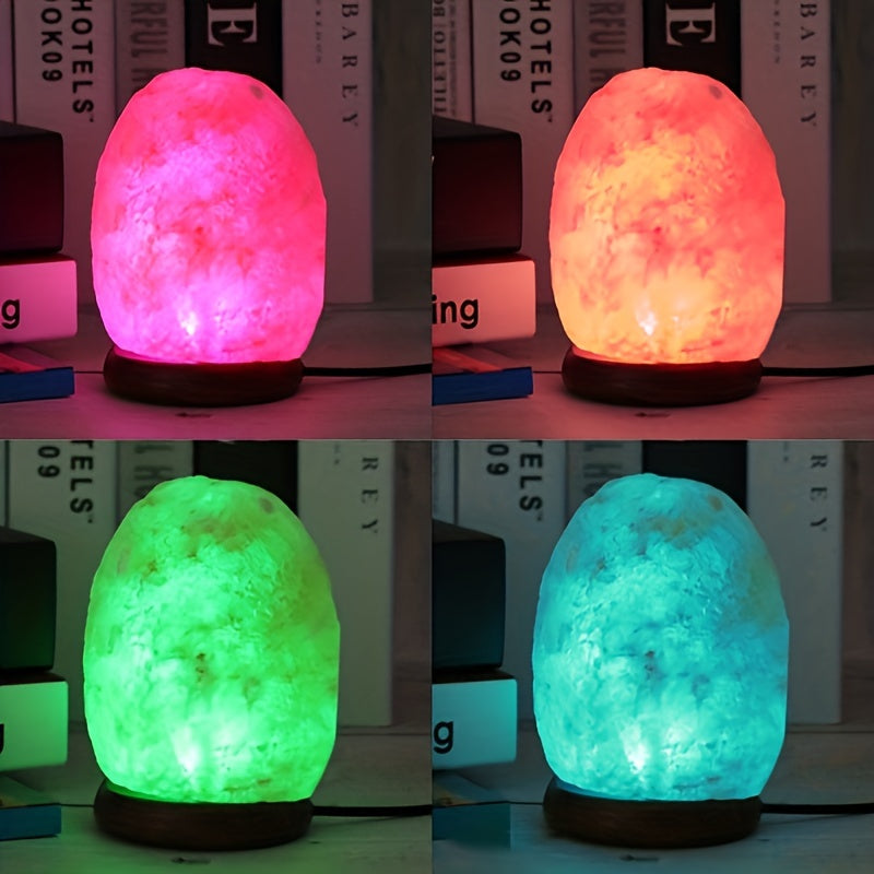 1pc USB Salt Lamp, Colorful Mineral Night Light, Bedside Ornament: Valentine's Day/Birthday Gift