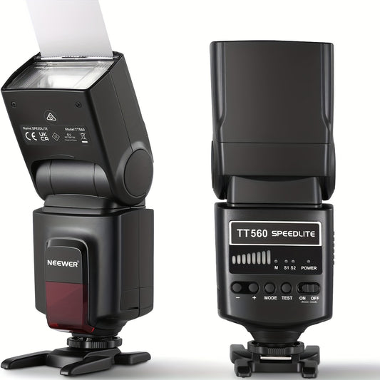 NEEWER TT560 Speedlite Camera Flash with Hot Shoe Mount, Rotatable and Versatile Lighting for various DSLR brands - Portable, Customizable Modes, Fast Recycling Time.