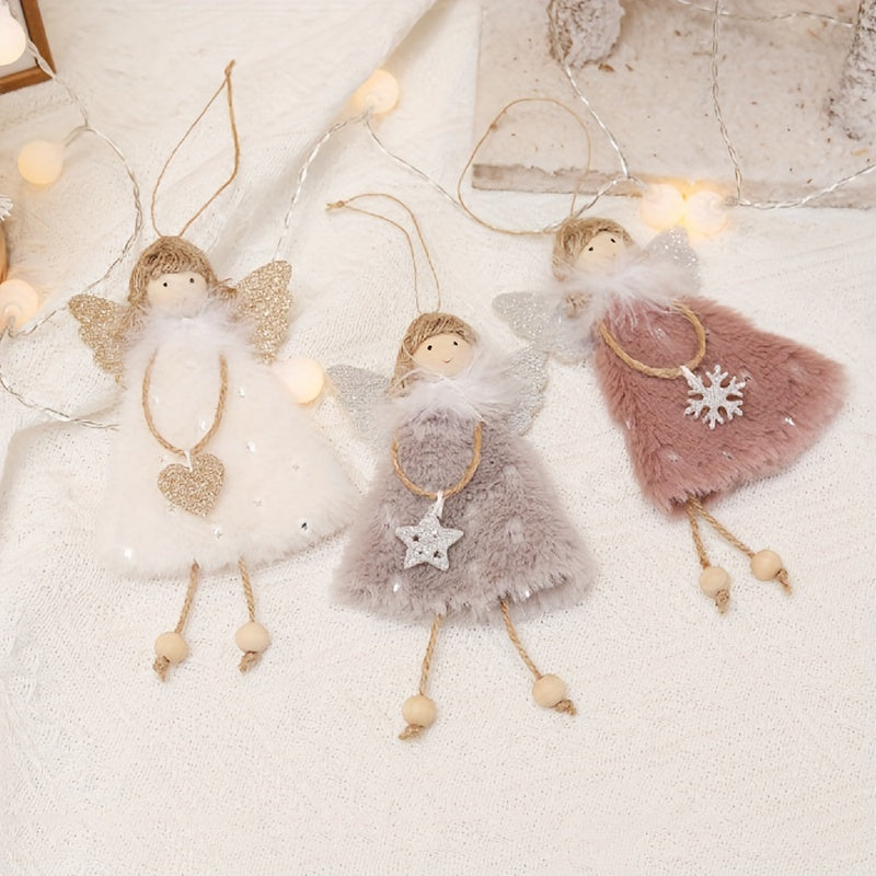 3pcs Christmas decoration pendant with creative doll charm, angel girl pendant, and Christmas tree ornament. Perfect for scene, festival, room, and office decor, as well as theme parties.