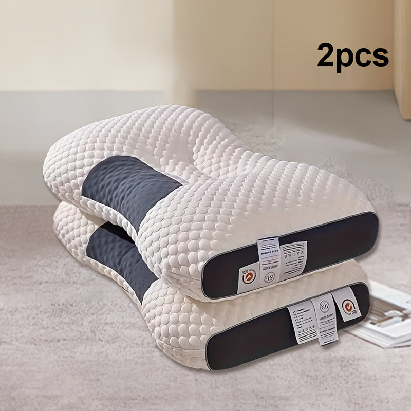 Ergonomic Cervical Neck Support Pillows for Spine Alignment and Deep Sleep - Choose from 1 or 2 pieces. Designed for Comfortable Side and Back Sleeping, these pillows are Durable and Machine Washable. Made with Polyester Fiber for All-Season Comfort