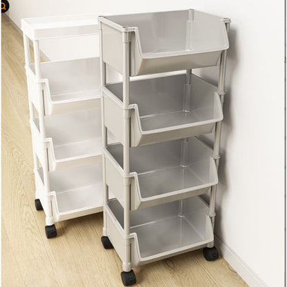 Sturdy Rolling Storage Cart with 4/5 Tiers - Multipurpose Plastic Organizer for Kitchen, Bathroom, Living Room, and Office, Portable and Easy to Move, Ideal for Bookshelf or Balcony Storage.