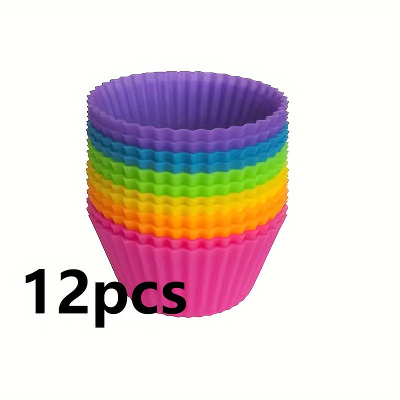 Silicone Cake Cups Set - Includes 6 Pieces of 12pcs High Temperature Resistant Pudding Muffin Cups for Home Baking - Ideal for Small Cakes, Egg Tarts, and Round Hair Cakes