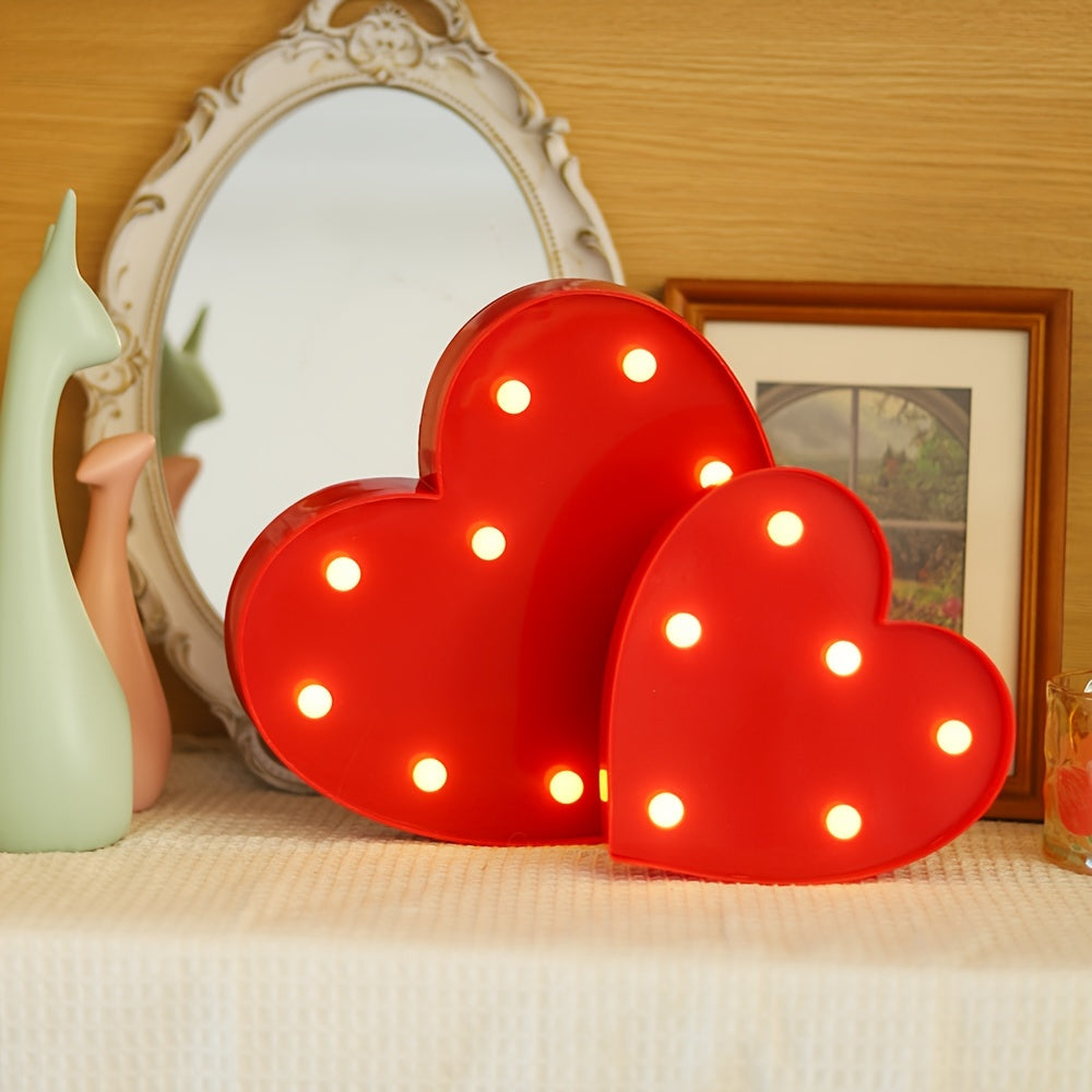 Charming red heart-shaped LED night light for bedroom ambiance, proposals, and gifts. Battery-powered with on/off switch. Perfect for Valentine's and Mother's Day.