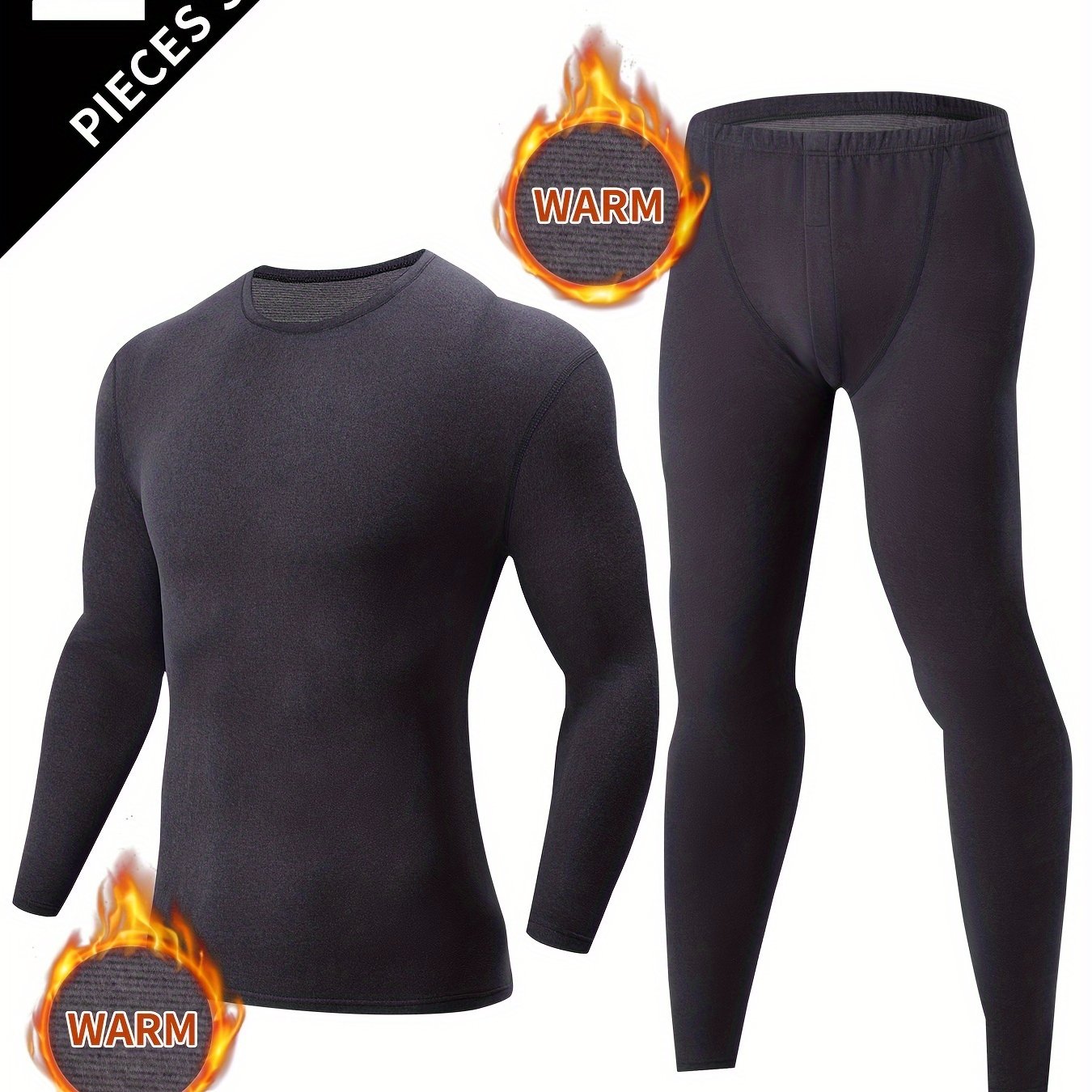 Men's Thermal Underwear Set for Autumn/Winter - Slim Fit Long Sleeve Top and Bottom - Soft, Comfortable, Warm