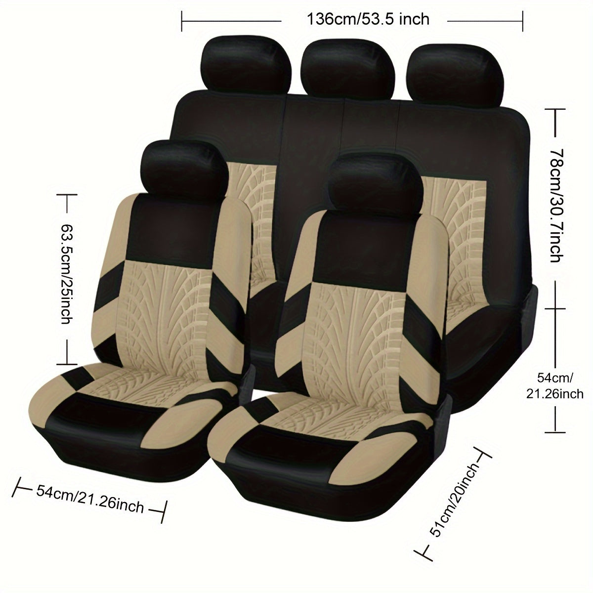 5 Seats Car Seat Covers, Breathable Polyester Split Automotive Front Rear Seat Cushion Covers, Universal for Cars, Trucks, SUVs