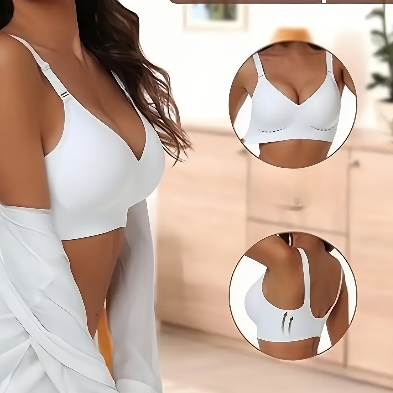 Elegant seamless jelly bralette for women: wireless and comfortable, with wide straps, built-in bra, and non-padded design. Made of nylon/elastane blend, ideal for casual attire.