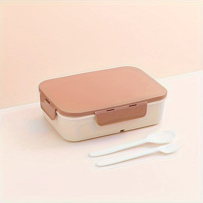 A leak-proof, microwaveable Japanese-style lunch box with compartments, perfect for students and office workers on the go. This high-quality plastic container is ideal for travel and can hold a large amount of food.