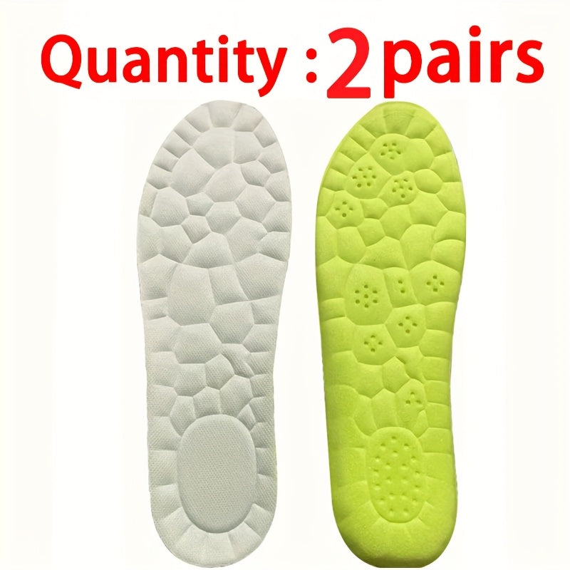 2 Pairs of lightweight, soft, elastic sponge insoles for sports and casual shoes, provide breathable, comfortable foot cushions.