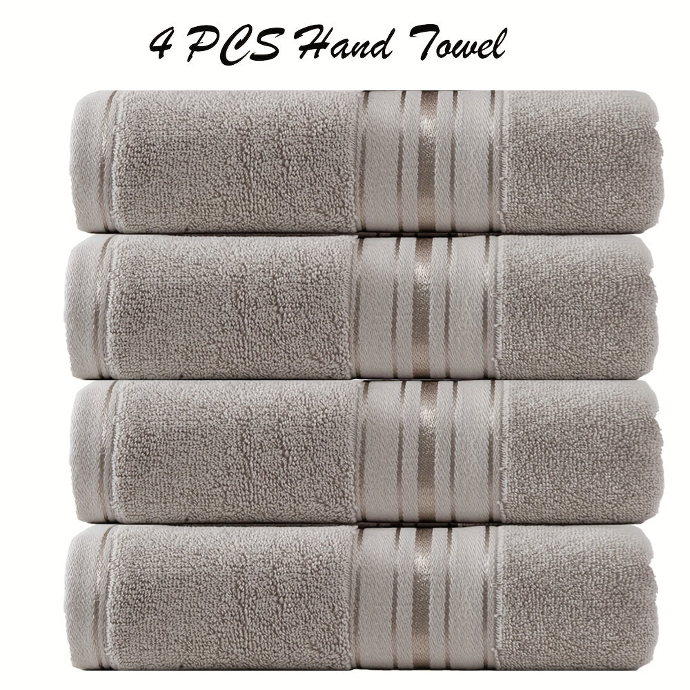 3-piece cotton towel set includes a washcloth, hand towel, and bath towel. Absorbent, quick-drying, super soft, and skin-friendly. Ideal for home bathroom use.