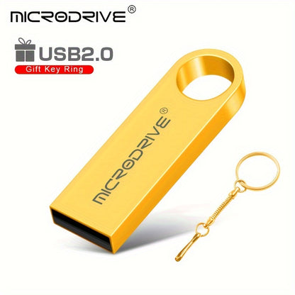 MICRODRIVE USB 2.0 Flash Drive available in storage options from 4GB to 128GB, portable with key ring attachment, suitable for data transfer and backup.