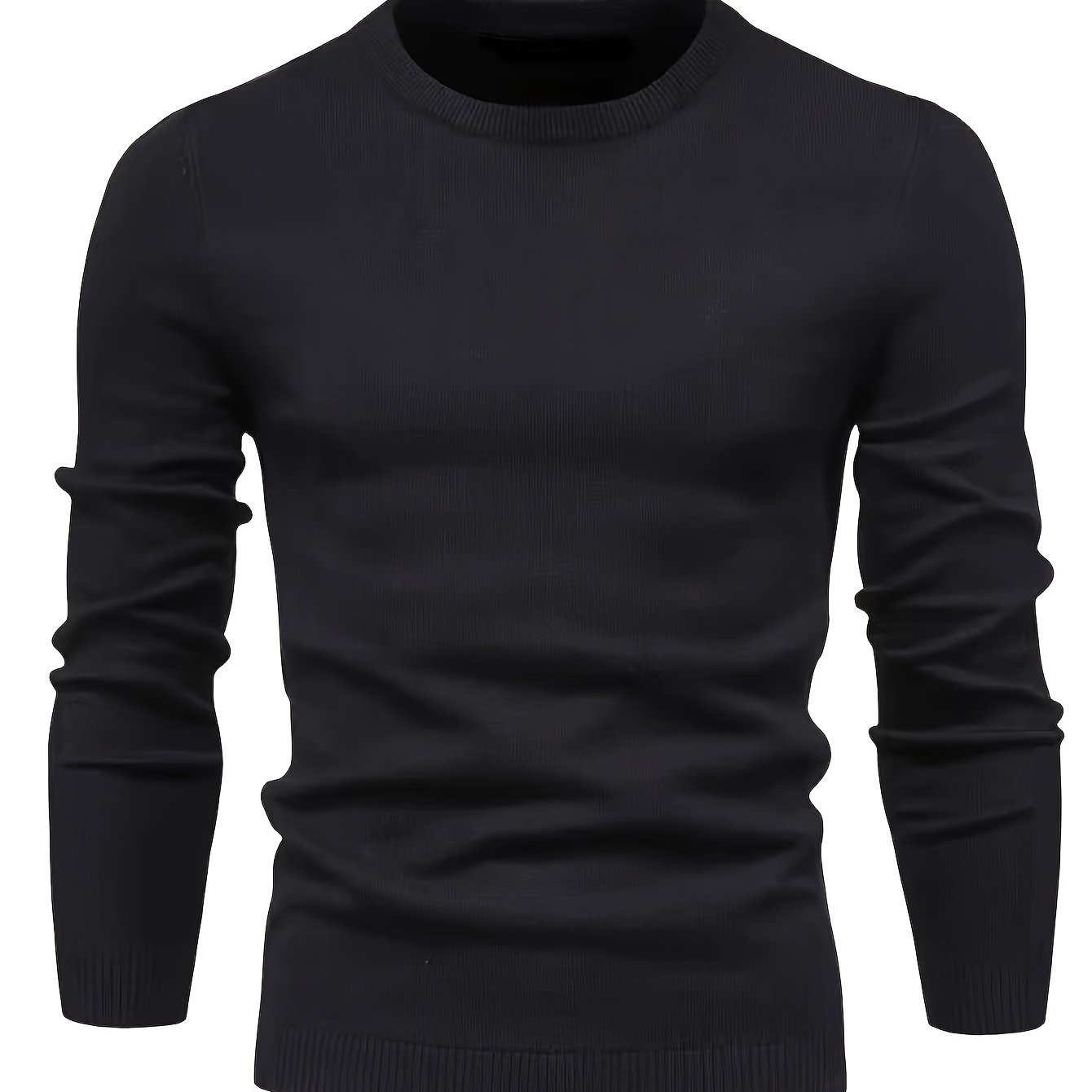 2024 Men's Solid Color Round Neck Pullover Knitted Sweater