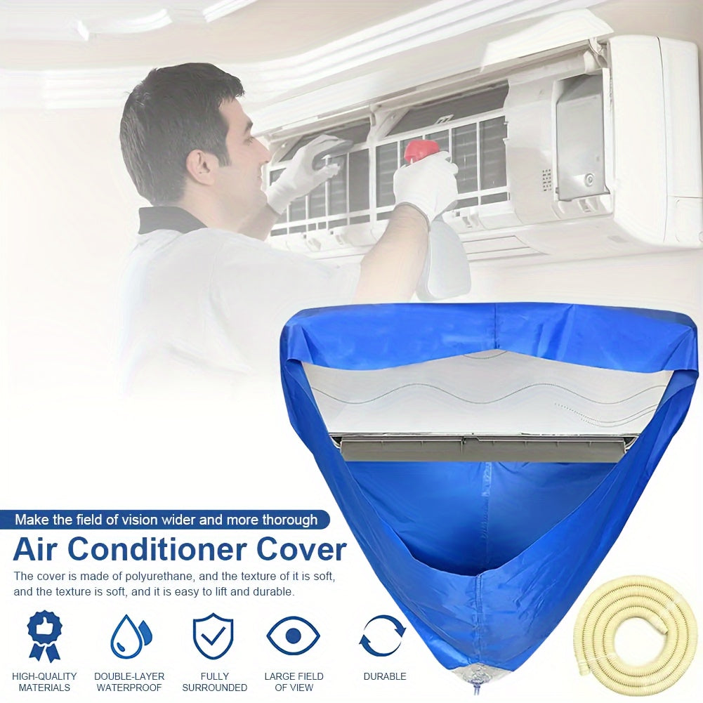 Home air conditioning cleaning cover, summer large hanging air conditioning cleaner with drainage pipe. Reusable double-layer thickened water bag, measures 95/130cm.