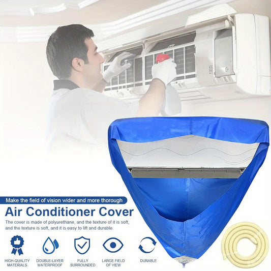 Home air conditioning cleaning cover, summer large hanging air conditioning cleaner with drainage pipe. Reusable double-layer thickened water bag, measures 95/130cm.