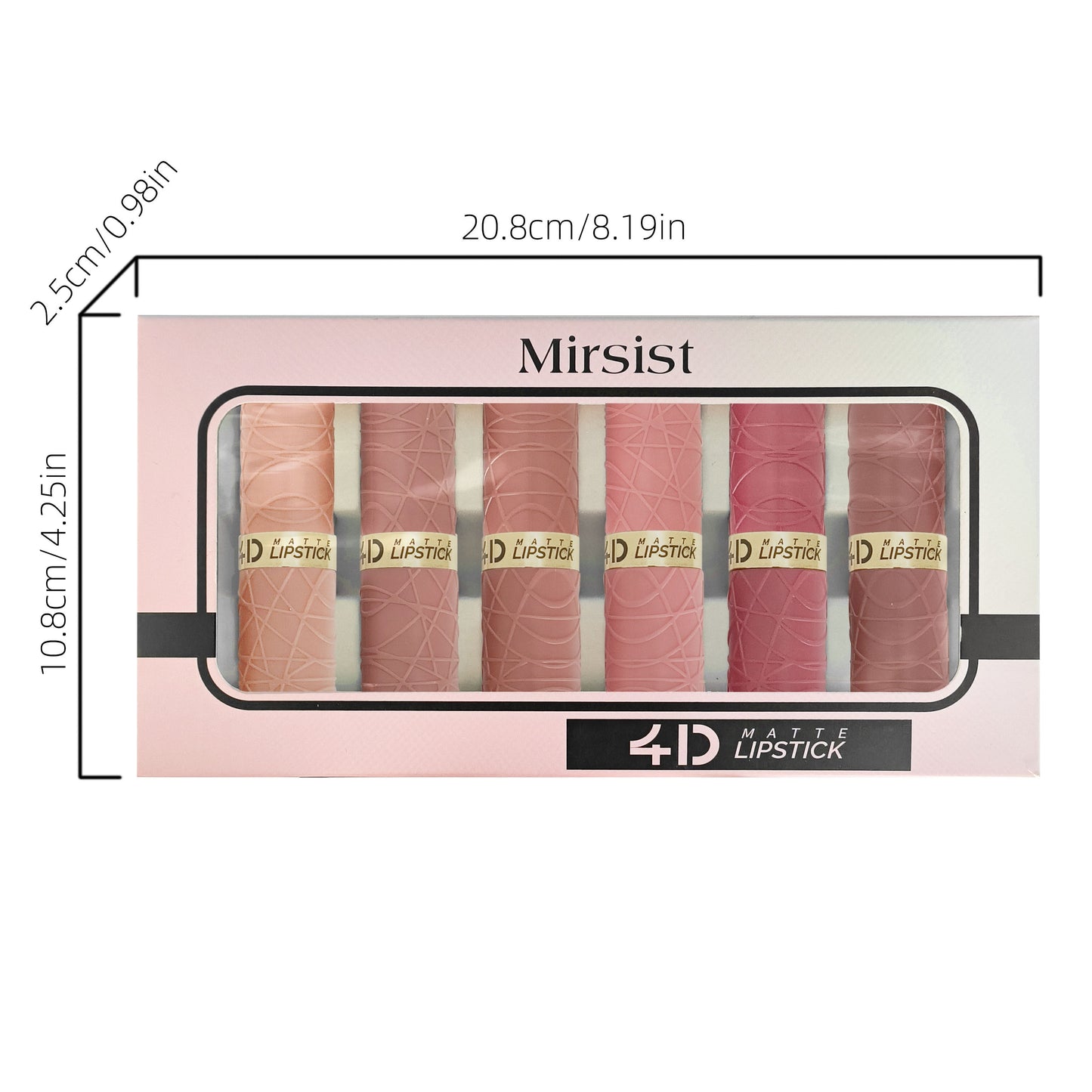 Set of 6 new foreign trade matte lipstick in modern brown-red, long-lasting formula. Includes 12 shades of nude bean paste.