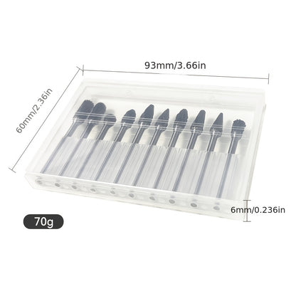 10-piece Tungsten Carbide Burr Set for Dremel Rotary Tools, Double Cut Alloy Steel Grinding Heads for Wood, Metal, Stone, and Gemstone. Handheld and welding use, assembly required. Great