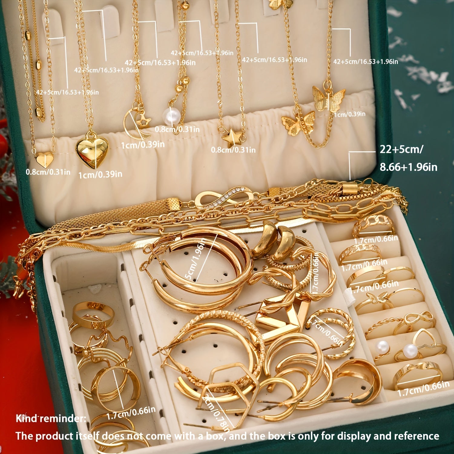 Stylish 58-piece Women's Jewelry Set - Featuring Heart & Butterfly Designs with Faux Pearls & Cubic Zirconia, Necklaces, Earrings, Bracelets, Rings Included - Ideal for Everyday Wear & Gifts, Great for Christmas.