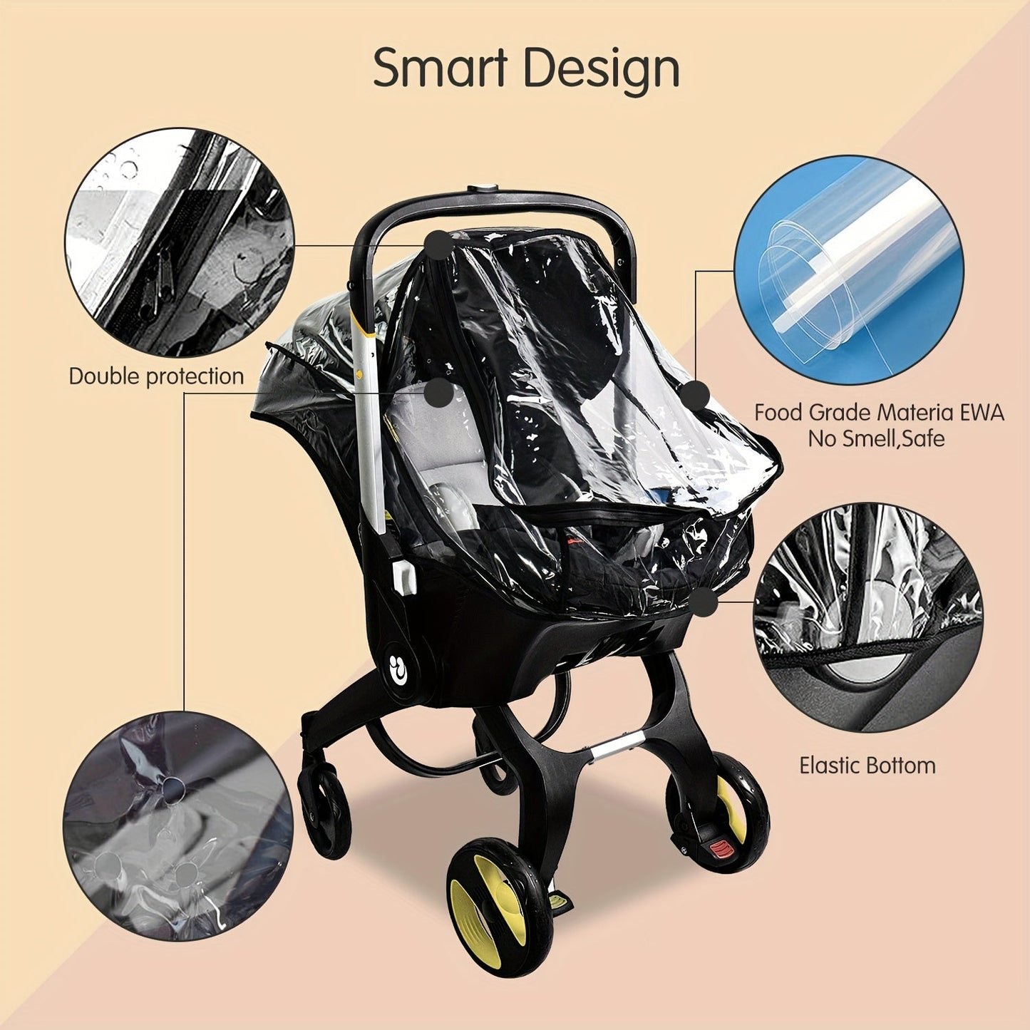 Protect your baby from the elements with our Universal Stroller Rain Cover. This waterproof and windproof accessory will shield your little one from dust, snow, and any inclement weather while out for a stroll. Perfect for keeping your baby dry and