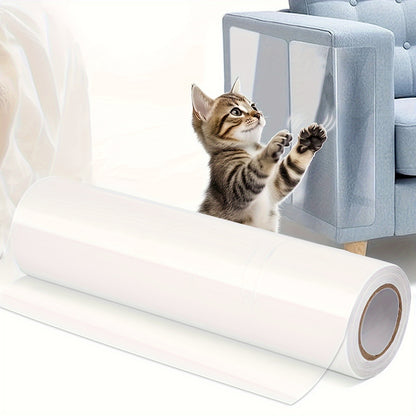 1 roll of clear self-adhesive cat scratch protector for furniture, couch, sofa, wall, and door protection.