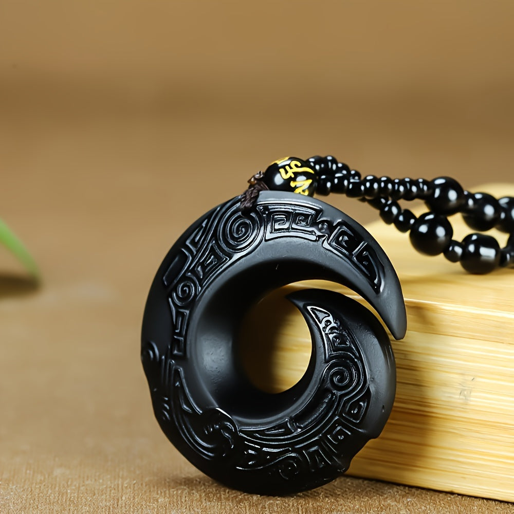 1pc elegant Obsidian Pendant suitable for both men and women, serves as a Good Luck Necklace. This natural stone design jewelry gift is perfect for those who appreciate fashion and style.