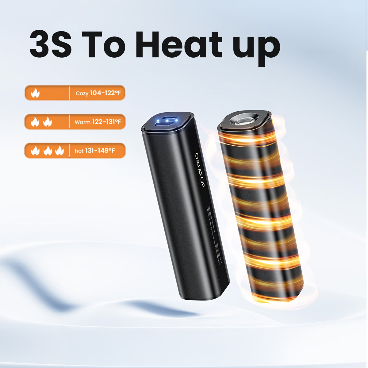 Stay warm during outdoor winter activities with the 1pc GAIATOP Hand Warmer. This hand warmer features a 3-speed adjustable quick heating function powered by a USB rechargeable 8000mAh lithium battery. Its portable polycarbonate and aluminum design is