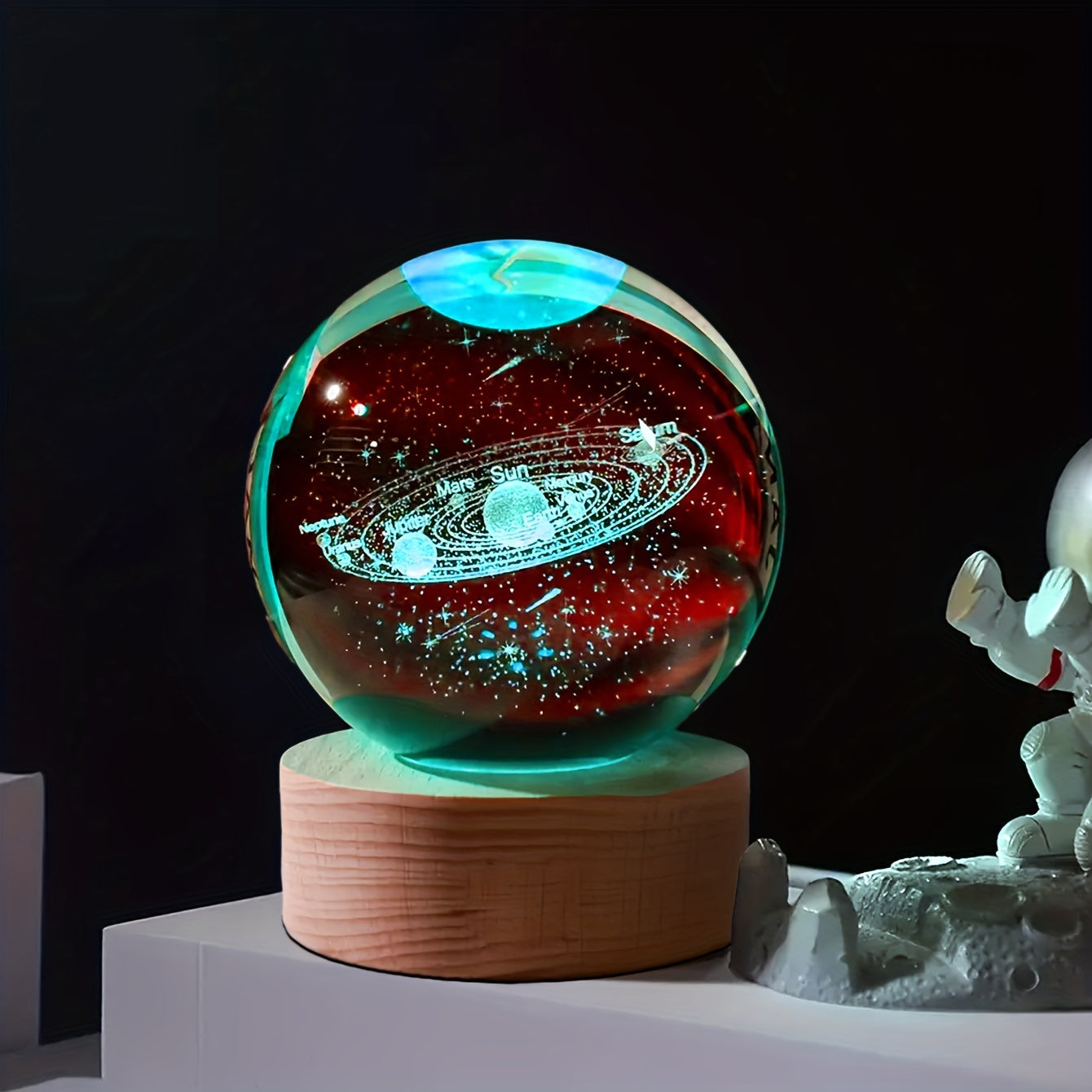 Galaxy-themed crystal ball night light with USB - great for travel and camping, perfect gift for holidays, anniversaries.