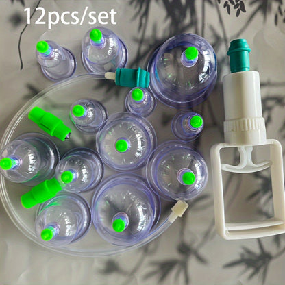 12pc Cupping Therapy Set with Vacuum Suction Massage Cups for Body Massager and Personal Health Care. Physiotherapy Jars with Double Seal Strong Absorption.