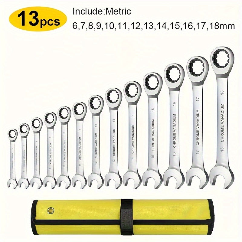 Mechanical ratchet wrench set for auto repair, no electricity or battery required.