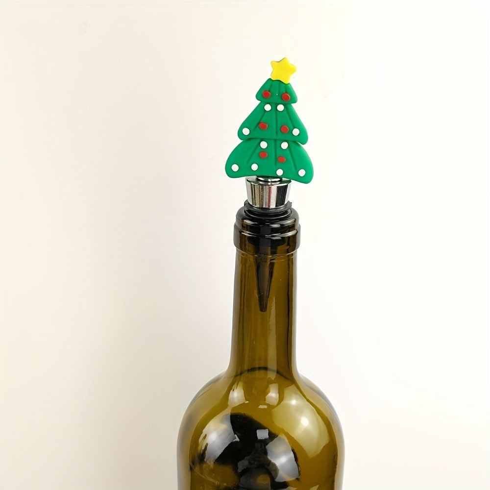 Vacuum wine bottle stopper with silicone reusable cork, leak-proof, keeps wine fresh. Ideal for Christmas wedding party decoration and a perfect gift for wine enthusiasts.