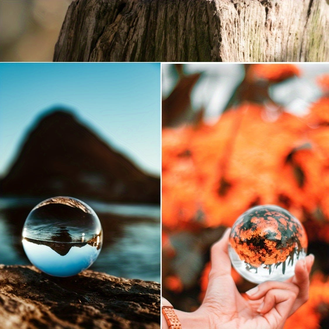 Handmade transparent crystal ball photography prop for Christmas, home decor, parties, and gifts.