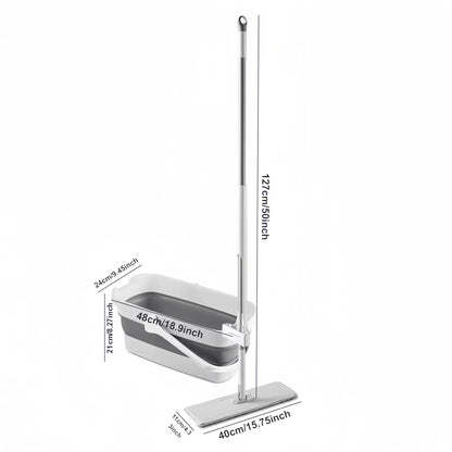 The Flat Mop and Bucket Set is equipped with a convenient self-wringing system, allowing for dual-use wet and dry mopping on household floors. Its space-saving design makes it perfect for cleaning in the living room, bedroom, bathroom, and kitchen.