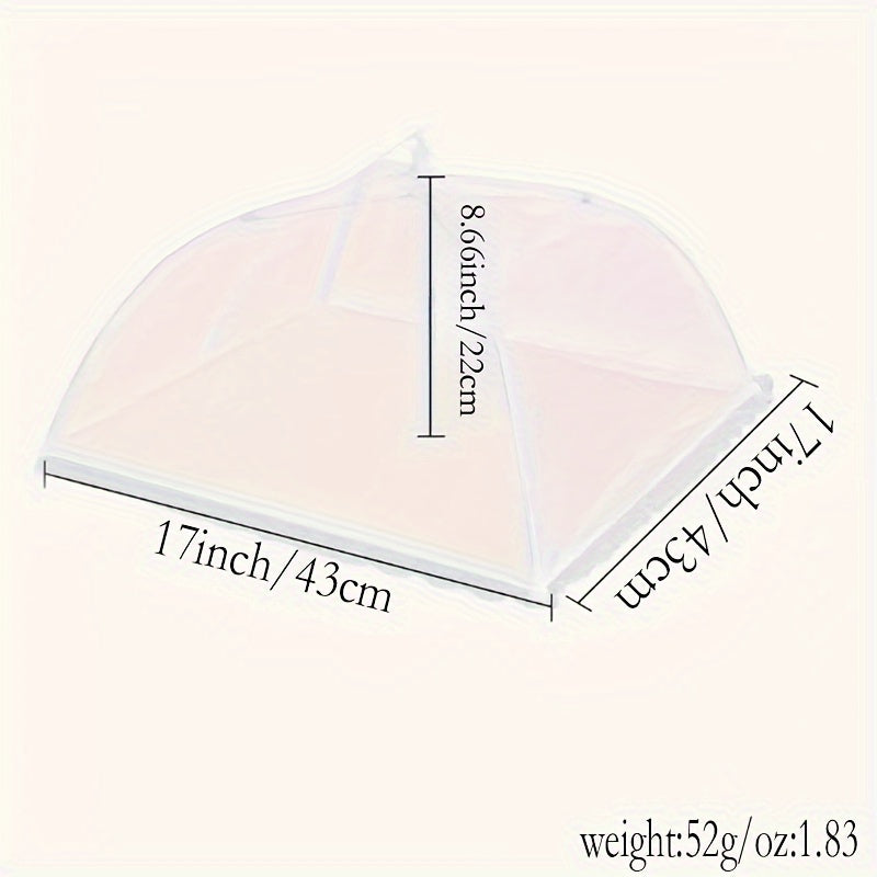 Large white mesh food cover tent, perfect for outdoor dining, camping, BBQ, and picnics. Washable and reusable.