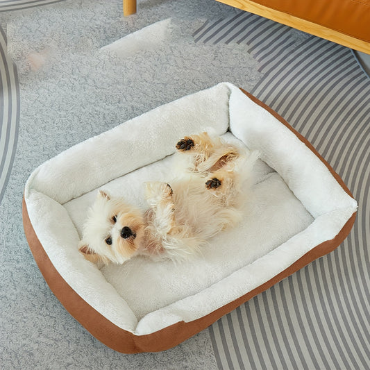 Cozy Plush Dog Bed with Elastic PP Cotton, Suitable for All Breeds - Various Sizes & Colors - Non-Assembled