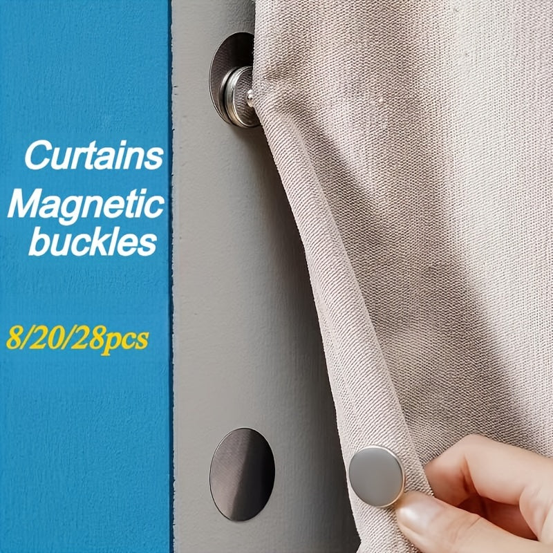 Modern metal curtain magnetic hooks, easy to install with wall hanging magnetic buckle, suitable for various uses such as shower curtains and wall stickers.