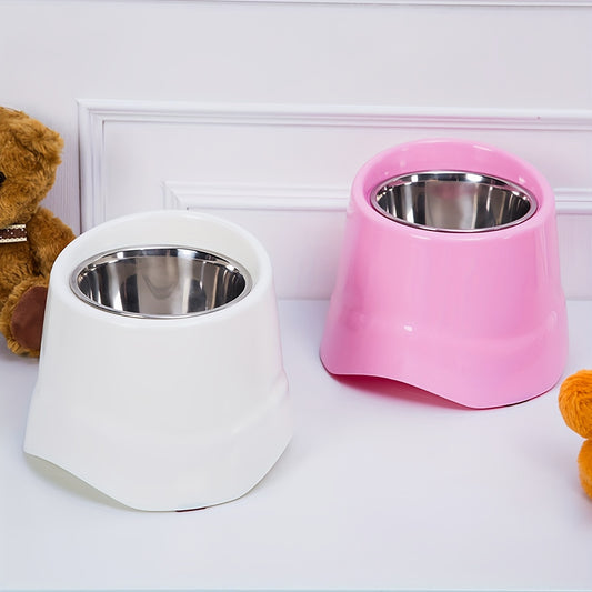 Stainless steel high table food bowl for tall pets in small and medium sizes.