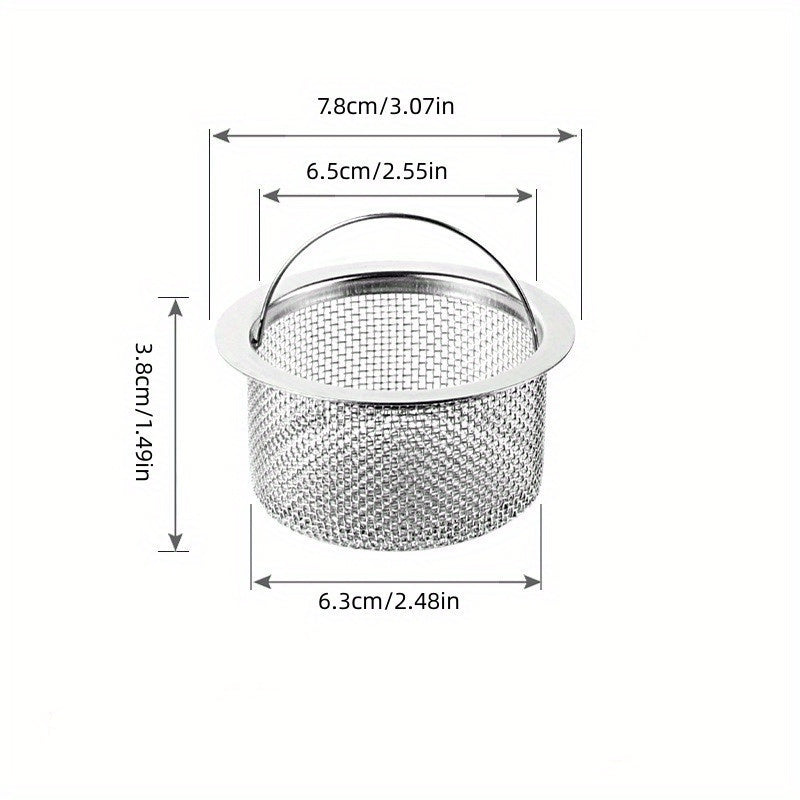 Надежная корзина для слива кухонной раковины из нержавеющей стали с ручкой - идеально подходит для улавливания пищевых остатков и мелких предметов в сливе.