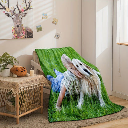 Customize your own 280g Flannel Blanket with personalized family and couple photos. This soft and cozy all-season throw is breathable, tear-resistant, and machine washable.