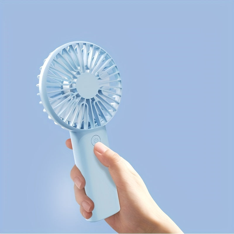 Portable USB Mini Fan in White, Blue, and Pink with Touch Control - Perfect for Office, Travel, Camping, and Picnics. Wearable design makes it convenient to carry around. Rechargeable with Built-in Lithium Battery for on-the-go cooling. Get the Mini Fan