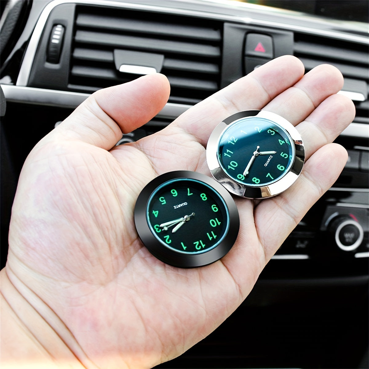 High-quality luminous car clock for interior decoration.