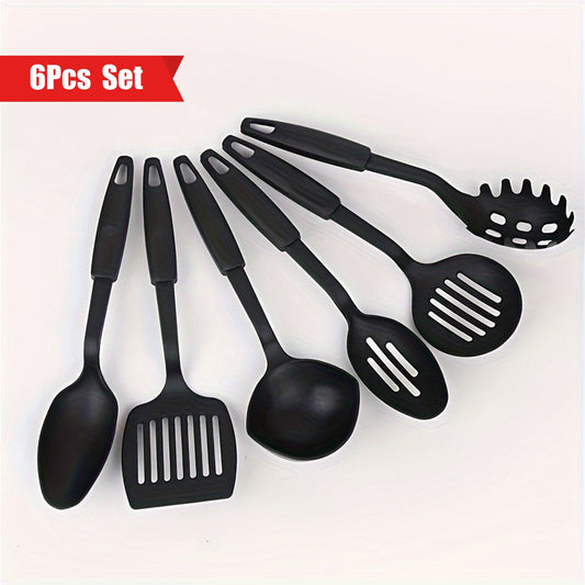 Complete 6-Piece Kitchen Utensil Set - Made with Durable ABS Material, Safe for Non-Stick Cookware, Heat Resistant, Comfortable Ergonomic Handles - Essential Cooking Tools for Home Chefs, Perfect for Spaghetti, Flipping, Straining, and More