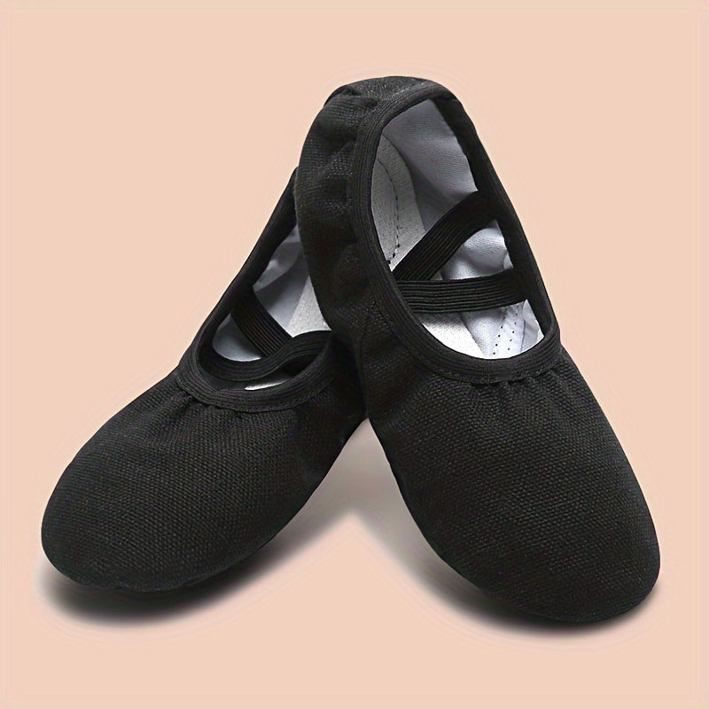 Girls' ballet dance shoes suitable for all seasons with breathable material, non-slip sole, and elastic closure. Perfect for yoga, gymnastics, and various sports activities.