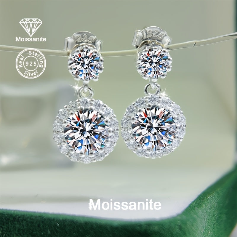 Beautiful and luxurious 925 Sterling Silver Moissanite Earrings, perfect for everyday wear or special occasions like birthdays, Valentine's Day, Christmas, Thanksgiving, New Year, holiday parties, and weddings. A thoughtful gift for her, weighing