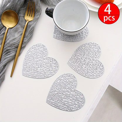 Set of 2 or 4 heart-shaped coasters for Western food, weddings, and home decor.