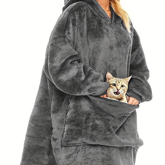 Hooded Blanket With Sleeves Sweatshirt – Adult Size, Cozy and Comfortable Fleece Wearable Blanket