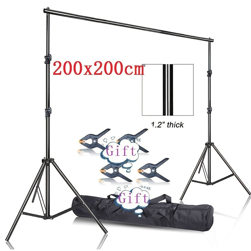 2m x 2m heavy-duty backdrop stand with support system for 200cm x 200cm or 6ft x 6ft backdrops.