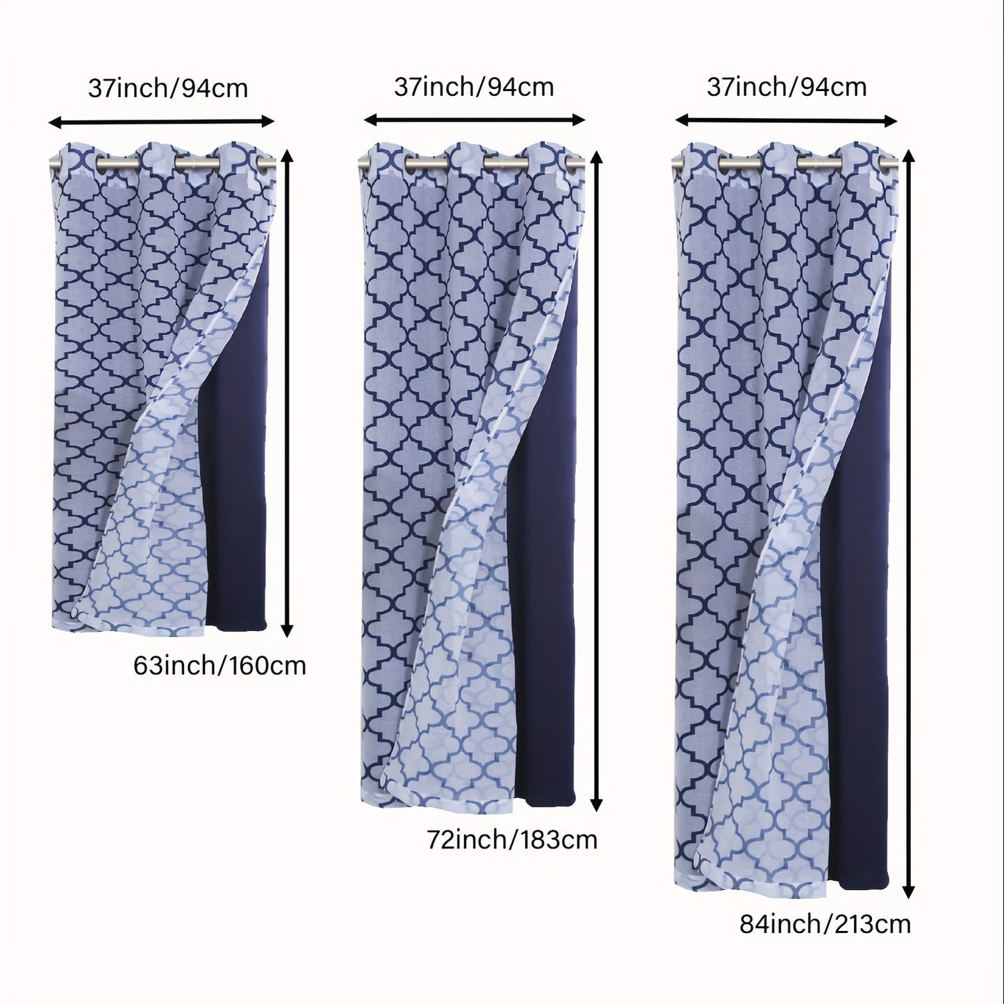 Blackout Curtains and Sheer Panels with Snowflake Pattern, Including Rods, Indoor Set of 4, Weighing 200 Grams in Total.