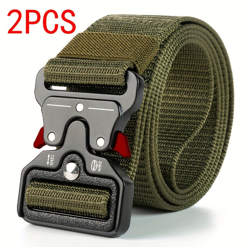 2pcs Tactical Multi-Function Belt for Men - Ideal for Hunting, Outdoors, and Gifting -Strong Plastic Buckle - Great for Valentine's Day