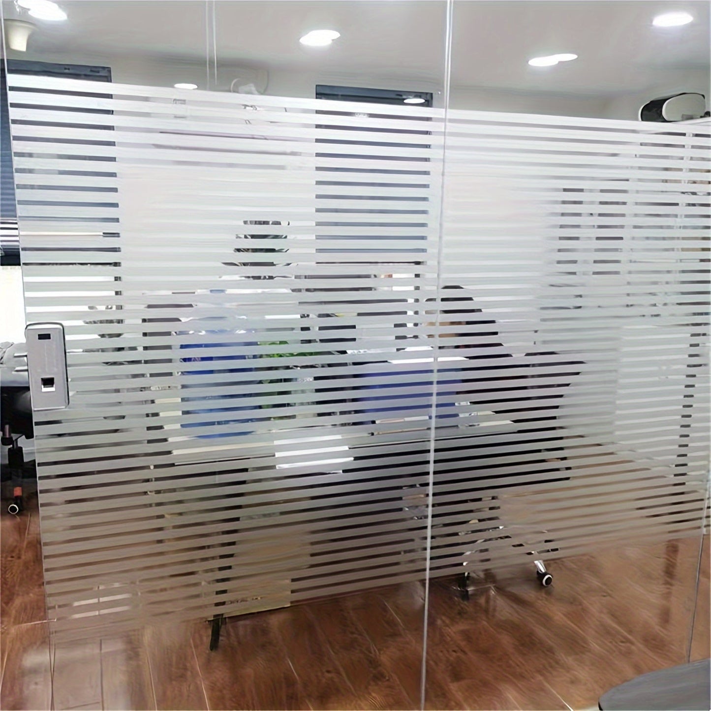 1 roll of 1/2 inch striped anti-peeping glass film, PVC waterproof adhesive window sticker, perfect for enhancing the décor in offices and homes.