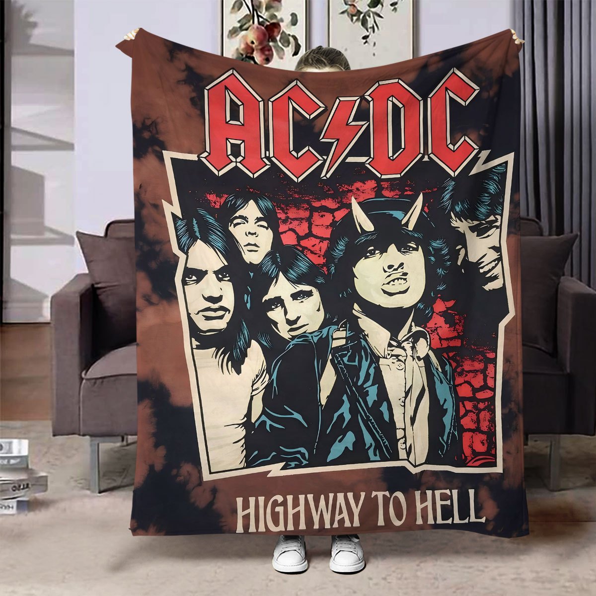 Stay warm and rock out with this AC/DC "Highway to Hell" flannel throw blanket! Featuring a cozy and allergy-friendly digital print with vibrant colors, this blanket is perfect for the bedroom, living room, or sofa. An ideal gift for music fans