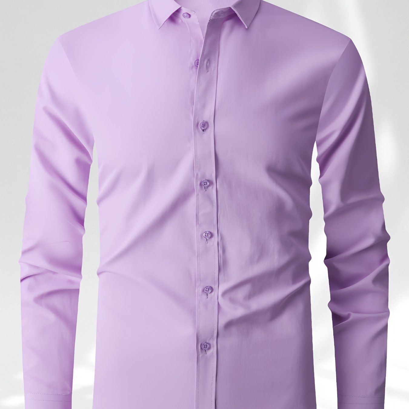 Classic men's button-down dress shirt in solid color, suitable for business casual office wear in the spring season.